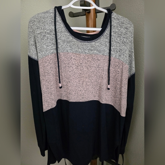 Maurices Blue, Pink, Grey Sweater w/hoodie - Picture 1 of 3